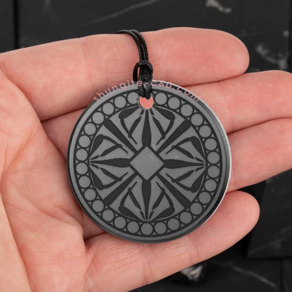 black mandala pendant Forgiveness 45mm