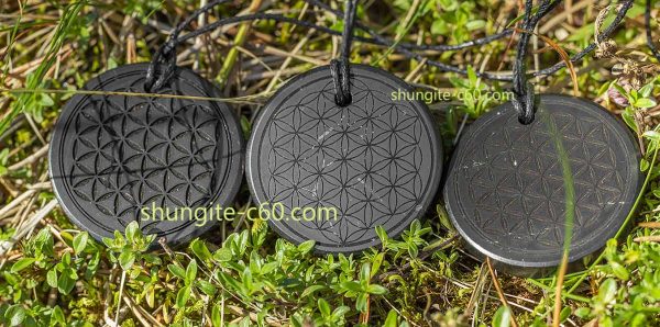 geometry jewelry flower of shungite stone from russia