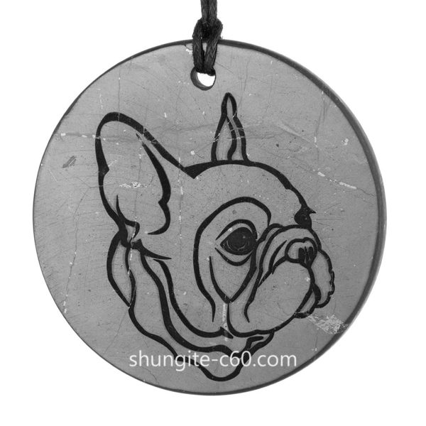 french bulldog shungite necklace of natural stone