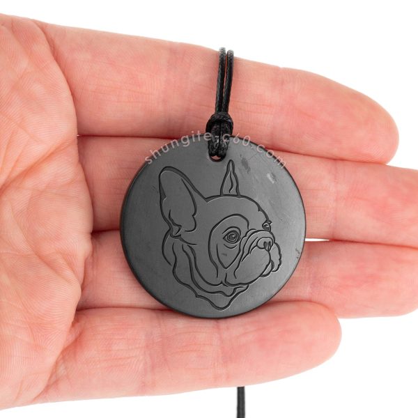 french bulldog pendant of shungite stone