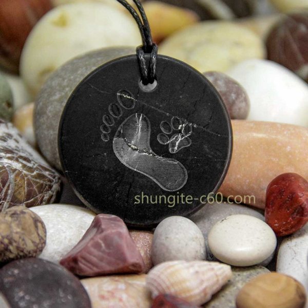 shungite for pets friendship necklace with dog footprints pendant