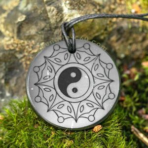 shungite yin yang pendant made of emf protection stone