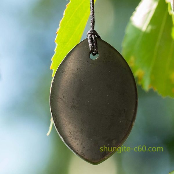 shungite mineral necklace Leaf of black stone