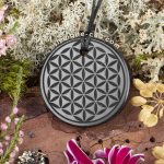 shungite flower of life pendant engraved necklace