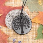 shungite rock necklace engraved tree of life