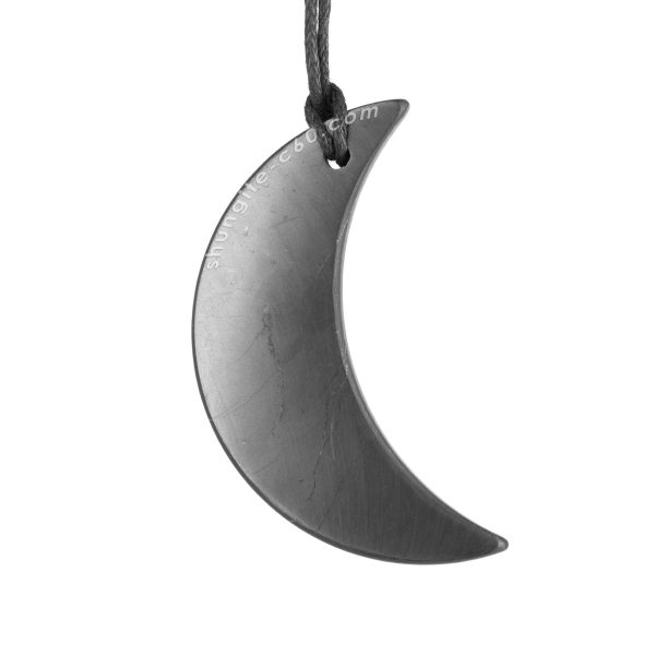 Black Moon Necklace crescent moon shungite