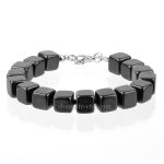 mens black bracelet square shungite beads