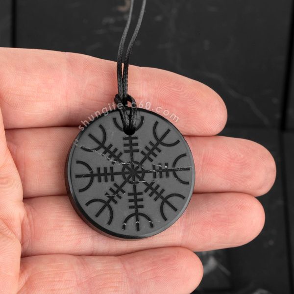 shungite pendant Aegishjalmur 35 mm