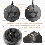 natural shungite stone and inclusions minerals-satellites in necklace