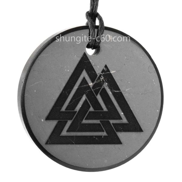 shungite Valknut pendant of shungite