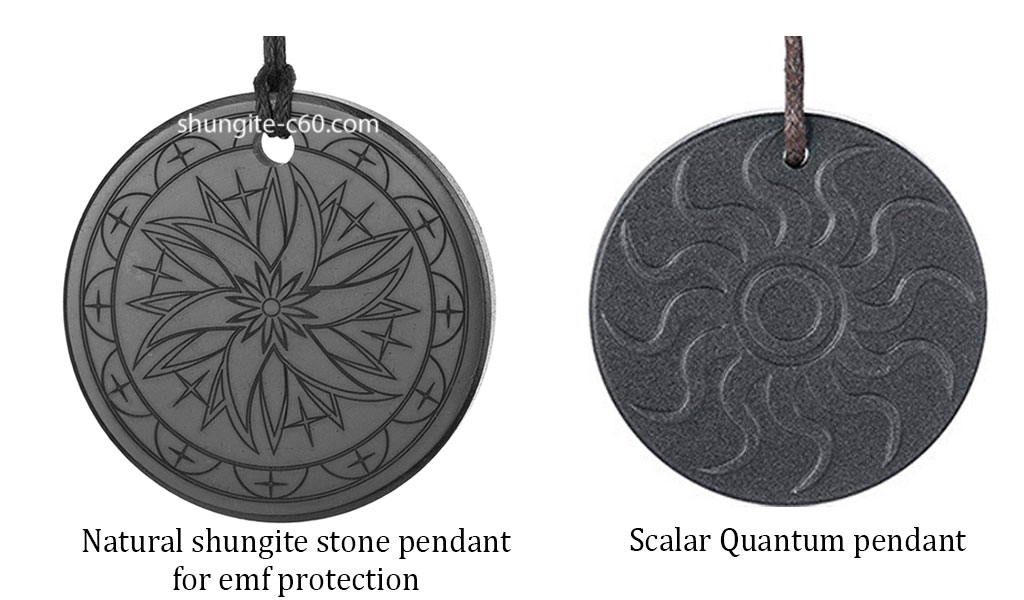 shungite pendant vs Scalar Energy Pendant