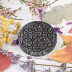 shungite round plate flower