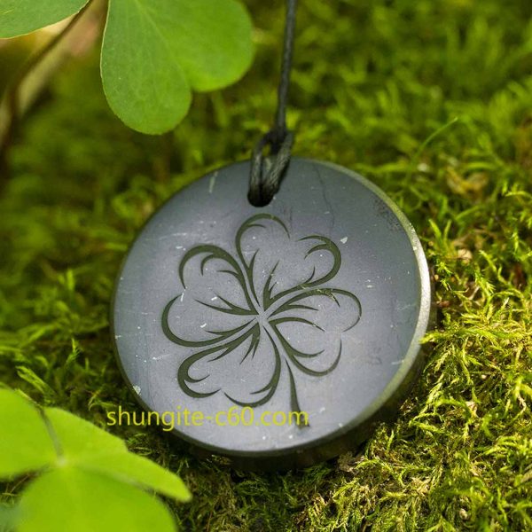 shungite pendant lucky clover