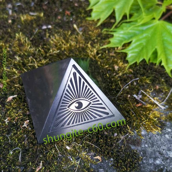 all seeing eye pyramid of shungite stone