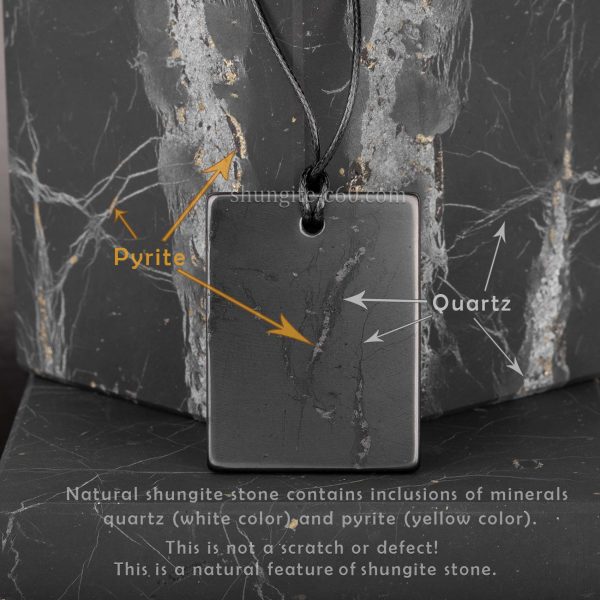 inclusions of quartz and pyrite in shungite stone