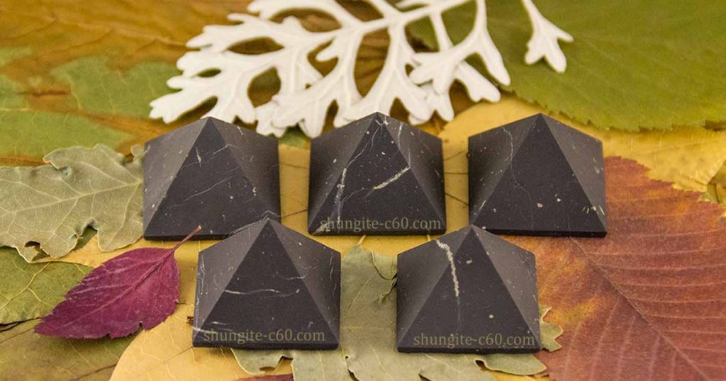 natural unpolished shungite stone pyramids for EMF protection