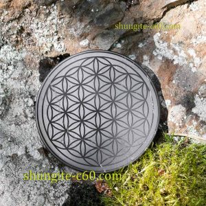 shungite emf shield circle flower of life 5-7 cm