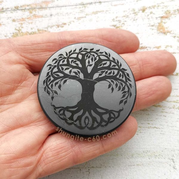 shungite engraved circle for emf size 5 cm