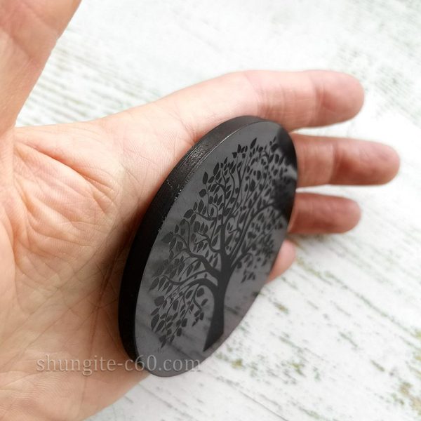 shungite stone disk tree of life engraved