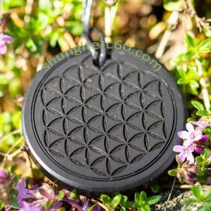 shungite pendant engraved deep shungite flower of life