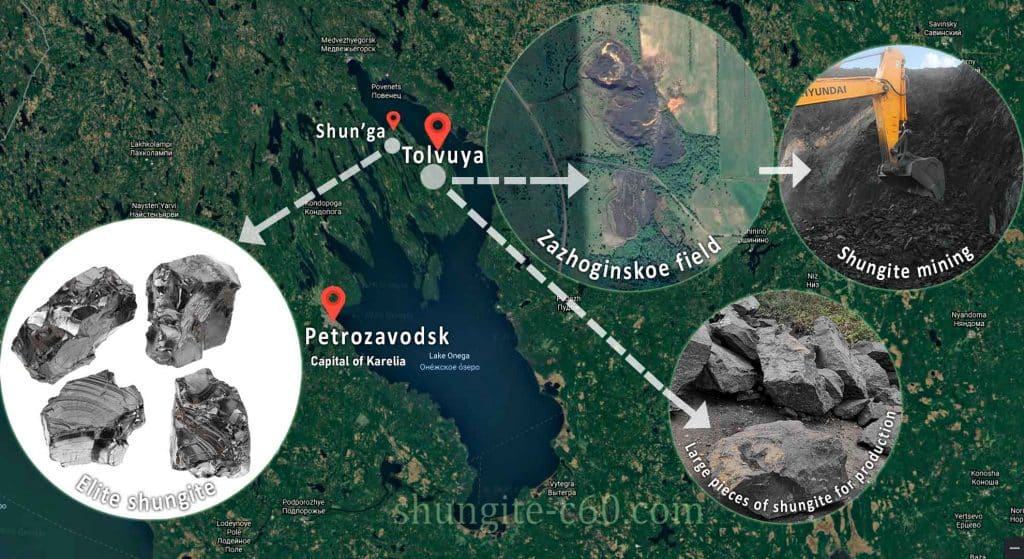 Different Shungite deposits minerals in karelia