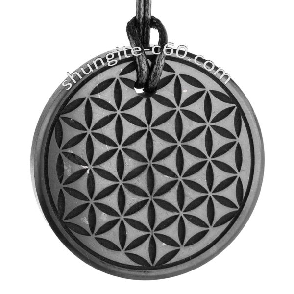 shungite flower of life shungite pendant deep engraved