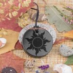 engraved shungite pendant necklace sun