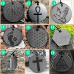 shungite pendants engraved mandalas 45mm