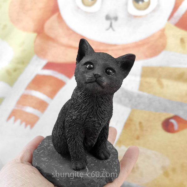 shungite figurine cat shungite and quartz