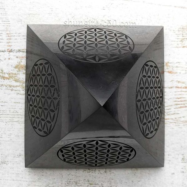 shungite pyramid flower of life engraved