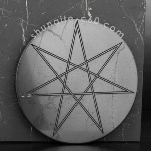 shungite plate septagram on a black stone