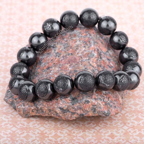 authentic shungite bracelet Flower of Life engraved