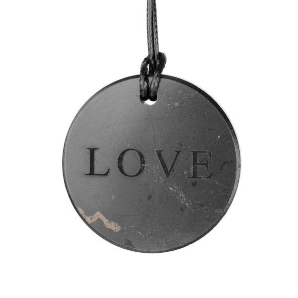 shungite pendant LOVE engraved