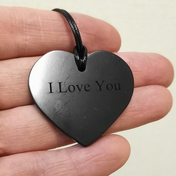 shungite pendant i love you shape of heart