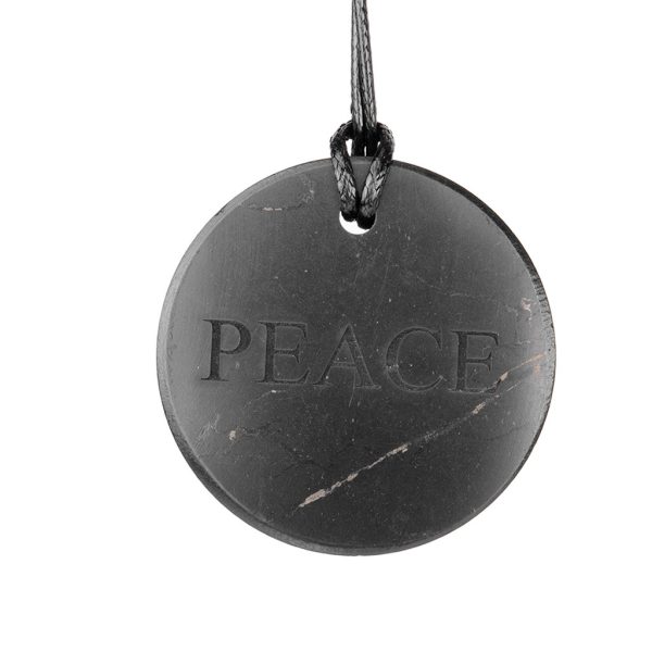 shungite pendant peace engraved