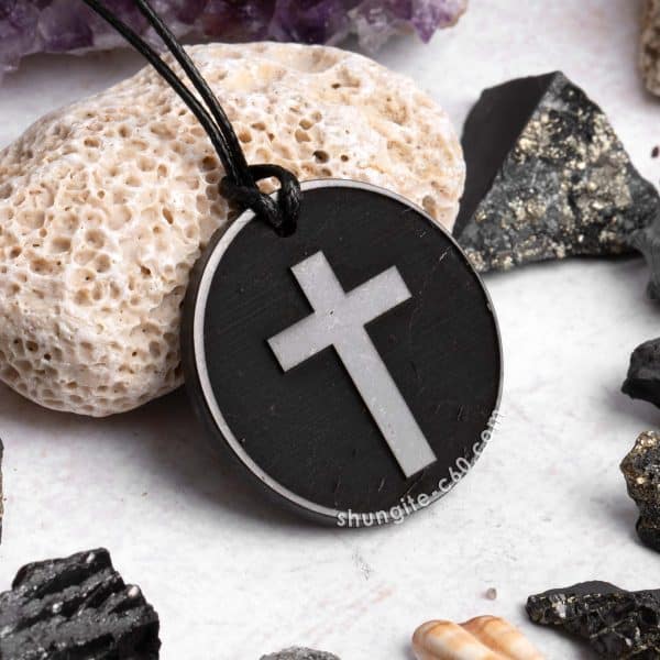 mens cross necklace of protection stone