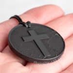 mens cross necklace black pendant