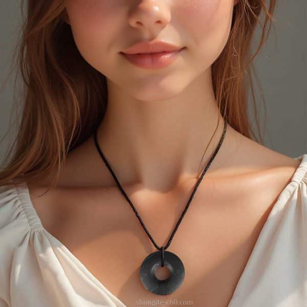 natural shungite donut necklace for grounding