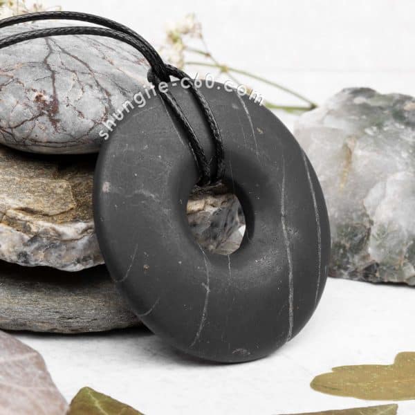 shungite donut pendant side view