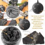 close-up of shungite with quartz and pyrite inclusions
